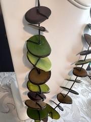 Mixed Green Brown Tagua Nut Flat Handcrafted Adjustable Necklace Jewelry