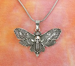 Deaths Head Hawk Moth Necklace, Death’s-head Hawkmoth charm & chain Ready2go