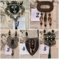 c. 1900 Antique Victorian, Edwardian Hand Crafted Cut Steel Necklaces 5 Styles