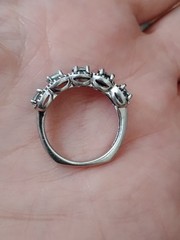 JTV Natural Cambodian Blue Zircon White Zircon Black Rhodium Ring Size 6