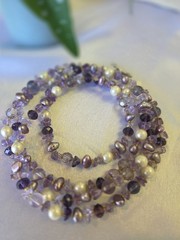 Avelis Signature Amethyst Gemstone Neckl. Long, Crystals, Handmade Toggle Clasp