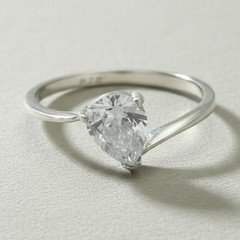 Stylish Sterling Silver Ring Solid 925 With 6x8mm CZ Perfect Quality Empress