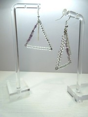 Triangle Beaded Earrings Handmade Geometric Purple Glass Hoop Boho