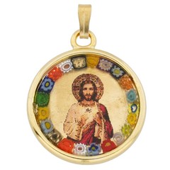 GlassOfVenice Murano Glass Jesus Millefiori Pendant