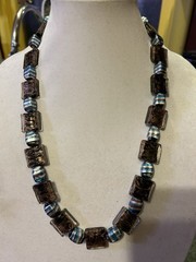 Hamemade Milano Glass With Clay Beads With A Fancy Magnetic Clasp 27 In Long