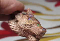 FIRE OPAL CARVING WOLF PENDANT CRYSTAL HEALING NECKLACE BEAD MINIATURE SCULPTURE