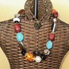 Handmade Recycled Beaded Necklace | One-of-a-Kind Statement Jewelry