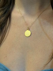 14k SOLID Gold Happy Smile Face Pendant Personalized Necklace, Engrave Text Word