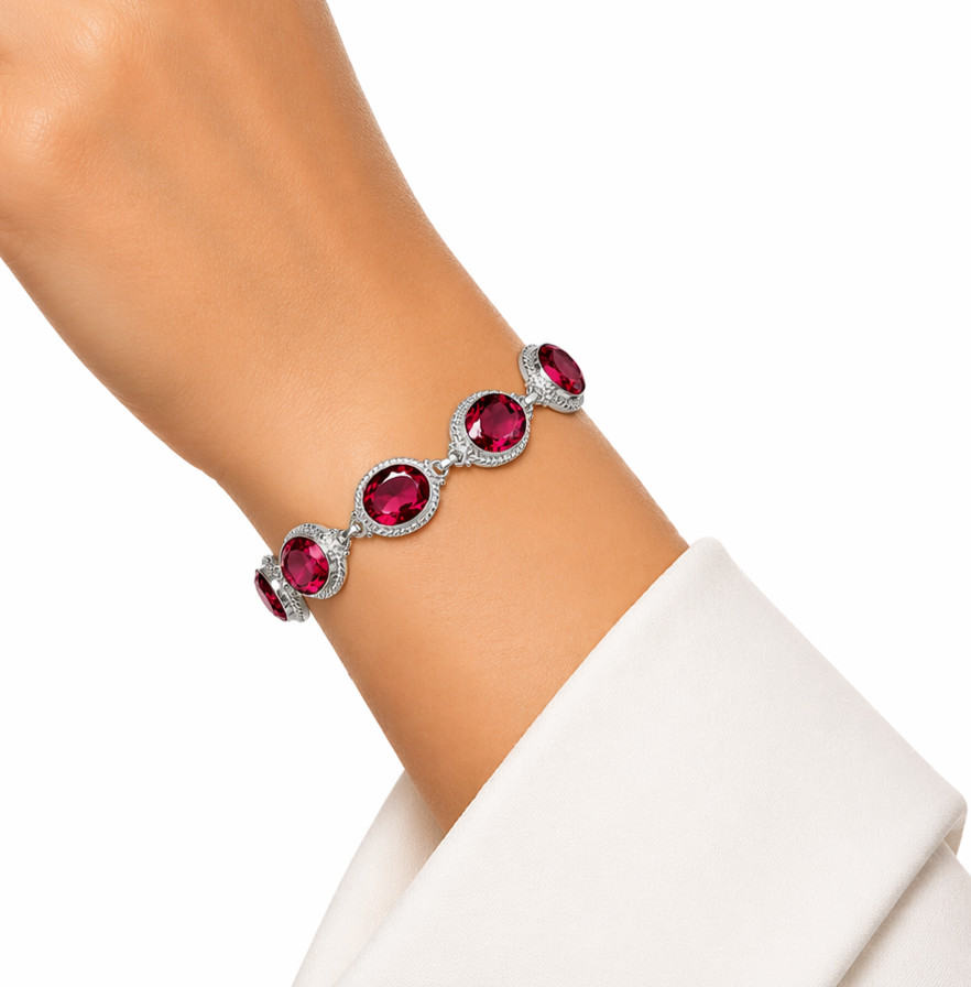 Rare Pink Tourmaline Gemstone 925 Sterling Silver Jewelry Partywear Bracelet 9″
