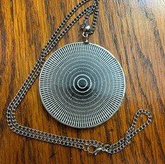 Unique Broken China Jewelry 1 1/2 inch Pendant Necklace Vintage Black Radial