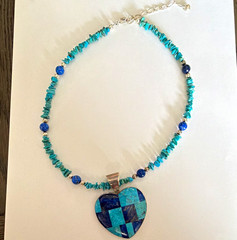 Jay king 925 Lapis Lazuli & Turquoise Heart Pendant & Necklace