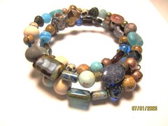 2 Gemstone Memory Wire Bracelets Handmade Jewelry