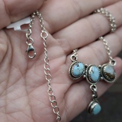 Golden Hills Turquoise Sterling Silver 4 Stone Necklace 18-20in Southwestern