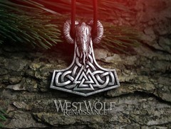 Viking «Mjolnir» Power Pendant with Valknut and Ram Head — Valhalla/Gods/Aries