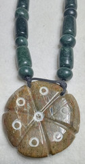PEYOTE on Serpentine with Guatemala jade beads adjustable necklace
