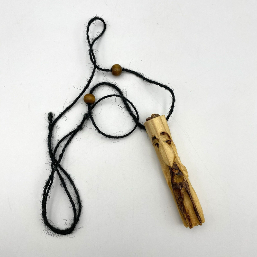 Wooden Totem Tiki Pendant Necklace Hand Carved 3.5″ Black String Adjustable