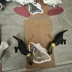 Lot Of 4 Handmade Statement Earrings Birds Butterflies NWT Gifts Unique Fun