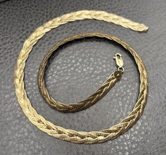 Vintage 7.5MM Vermeil 925 Sterling Silver Braided Woven Chain Necklace 20″