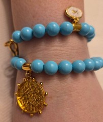 Double beaded natural turquoise pendant bracelet by «Mara Made in Greece»