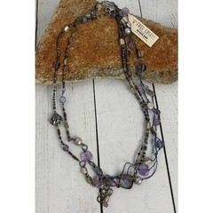 Peyote Bird Free Spirit Amethyst Pearl Sterling Silver Beaded Cross Necklace
