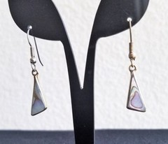 Last Pair! Artisan MOTHER of PEARL inlay EARRINGS Mexican Alpaca silver NEW