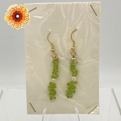 Green/White Cluster Beaded Dangle Drop Pierced Hook Earrings New Made In India