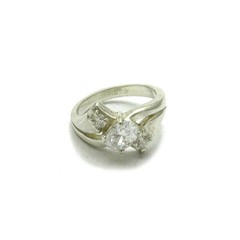 Sterling Silver Ring Genuine Solid 925 With 3 Cubic Zirconia Handmade Empress