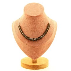 Necklace 20 Smoky Quartz Beads 8 Mm Stainless Steel Chain Women’s Necklace, H