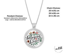 Faith Amazing Grace Christian Hymn Silver Jewelry Necklace Set