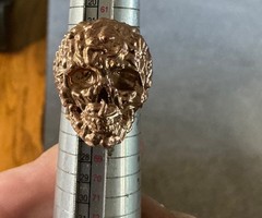 bronze skull ring, size 11, 3d printed, lost wax cast, .938 troy ounces