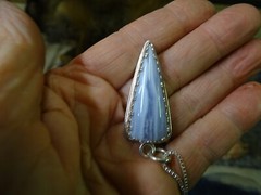 TIMELESS HANDCRAFTED AFRICAN BLUE LACE AGATE PENDANT SET IN STERLING SILVER