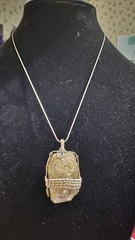 Handmade Herkimer Diamond stone, mined, silver-plated style quartz pendant.