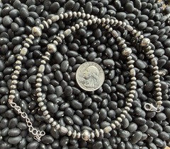Sterling Silver Native Style SW 4mm Desert Pearls Necklace & Accents 18.5-20.5”