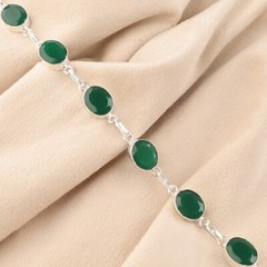 Ethnic Style Bracelet Green Onyx Natural Gemstone 925 Sterling Silver bracelet