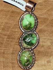 Sonoran gold turquoise three stone copper pendant