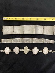 Lot of 3 Bracelets. Handmade Silver Metal With Blue Stones. See Pics.