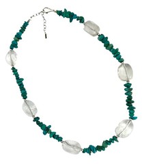 BARSE Sterling Silver TURQUOISE & CRYSTAL QUARTZ Beaded Adjustable Necklace
