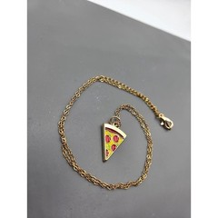 Handmade Necklace Gold Toned Stainless Steel Pizza Slice Pendant 19″