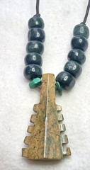 Aztec serpentine stone MACUAHUITL handmade and adjustable necklace.