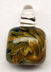 Handblown Art Glass Pendant Unique Studio Lampwork Wearable Art Necklace 1.25 in