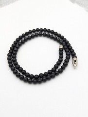 22” Handmade 925 Sterling Silver Black Onyx Bead Necklace