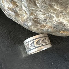 Old Pawn Men Women Band Navajo Stamped Sterling Silver Ring Sz 7 Wedding 20076
