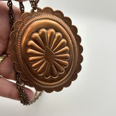 Vintage Solid Copper Concho Necklace Southwestern 30″ Artisan Healing