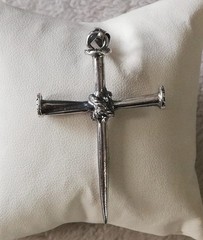 .925 Solid Silver Oxidized Nail Cross Pendant New