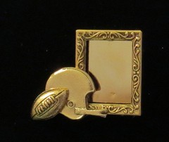 Football Photo Frame Pin 24 Karat Gold Plate Personalize with your Special Photo