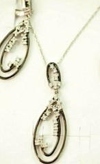 Ladies 43 Stone Cubic Zirconia Pendant and Earring set Sterling Silver $330 New