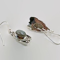 Labradorite Earrings, Sterling Silver, Pierced, Dangle Earrings, Ear Wires, Boho