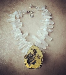 Aimee Fuller Abalone Paua Necklace Pearl Rainbow Sea Opals Statement Necklace