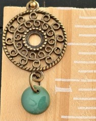 Etched Bronze Mandala with Turquoise Green Dangle Earrings.