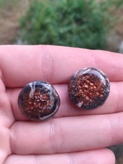 Handcrafted Bronze Copper Gold Beaded Polymer Clay Memory Wire Round Choker Set